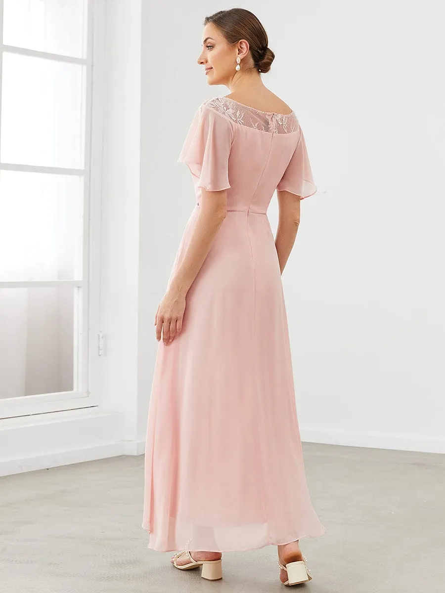 Chiffon Ruffle Sleeves Asymmetrical Hem Mother of the Bride Dress sold by Ever Pretty product image thumbnail 5