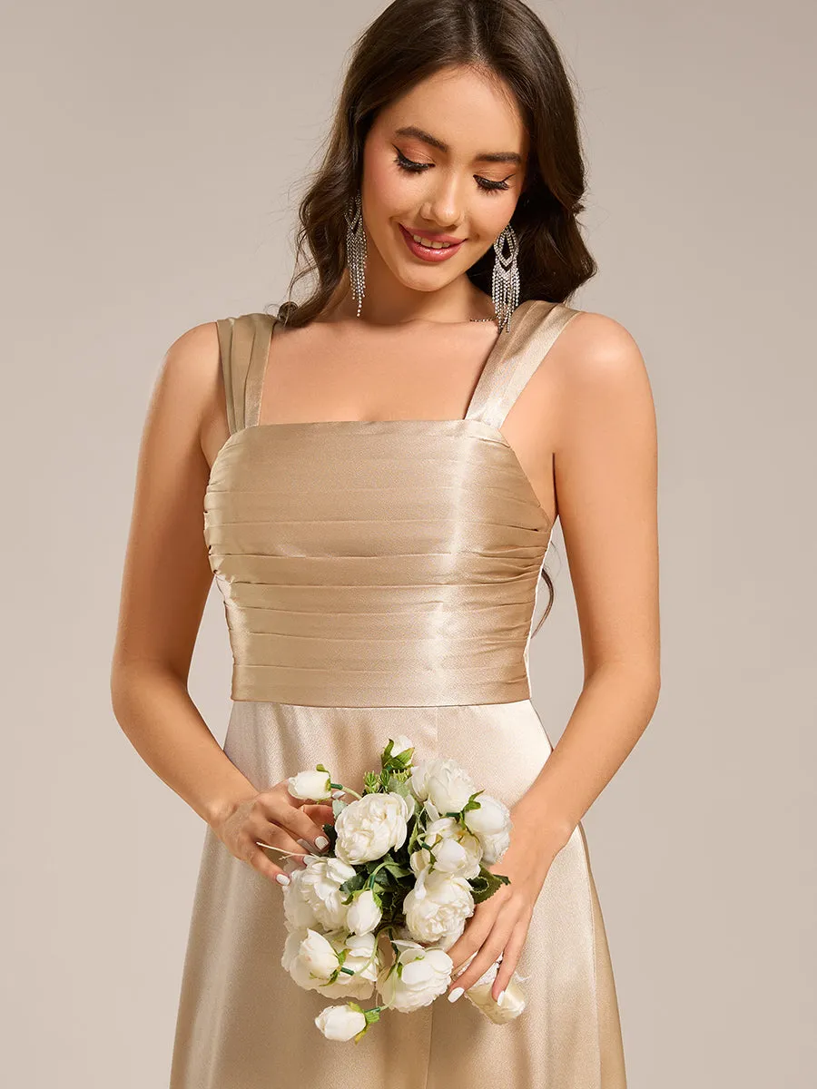 ever NOVALEE|Square Neck Satin Maxi Bridesmaid Dress with Front Slit sold by Ever Pretty product image thumbnail 3