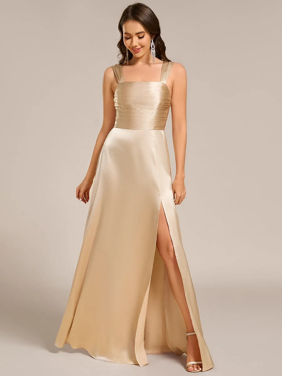 ever NOVALEE|Square Neck Satin Maxi Bridesmaid Dress with Front Slit sold by Ever Pretty product image thumbnail 4