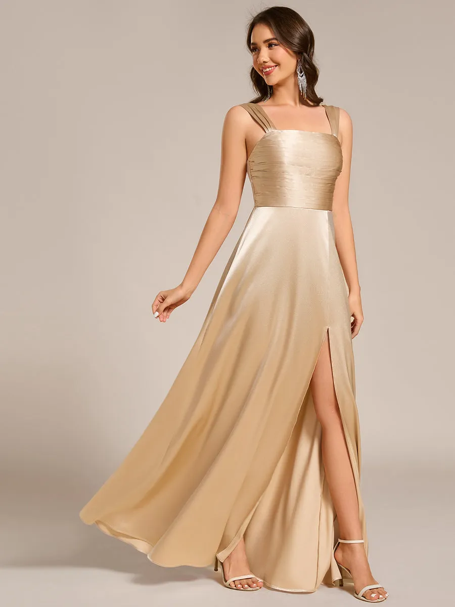 ever NOVALEE|Square Neck Satin Maxi Bridesmaid Dress with Front Slit sold by Ever Pretty product image thumbnail 5