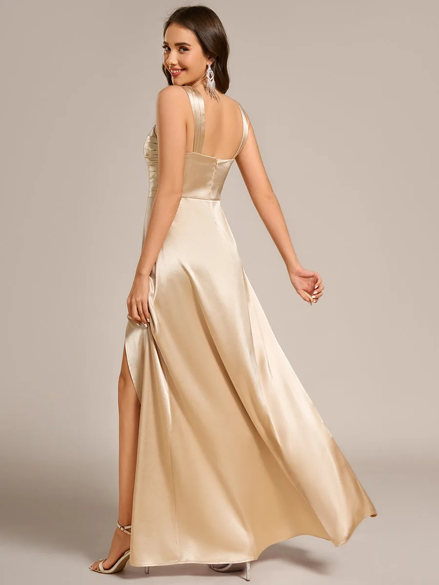 ever NOVALEE|Square Neck Satin Maxi Bridesmaid Dress with Front Slit sold by Ever Pretty product image thumbnail 2