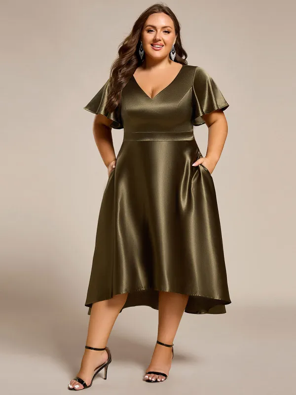 pretty SCARLEN|Plus Size Satin Midi Wedding Guest Dress with Pockets sold by Ever Pretty