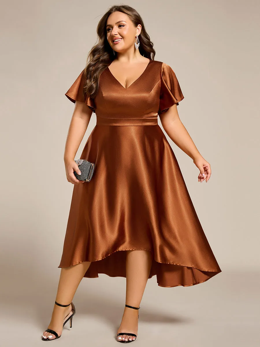 ever SCARLEN|V-neck High-Low Satin Wedding Guest Dress with Pockets sold by Ever Pretty product image thumbnail 5