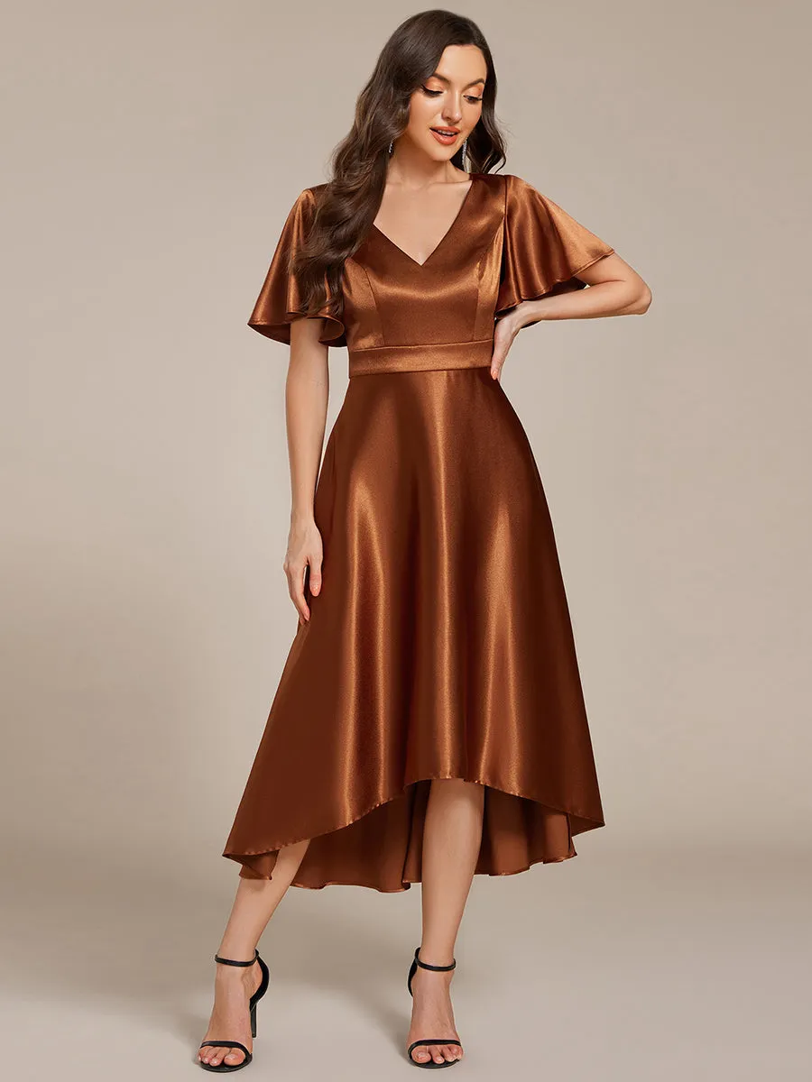 ever SCARLEN|V-neck High-Low Satin Wedding Guest Dress with Pockets sold by Ever Pretty product image thumbnail 4
