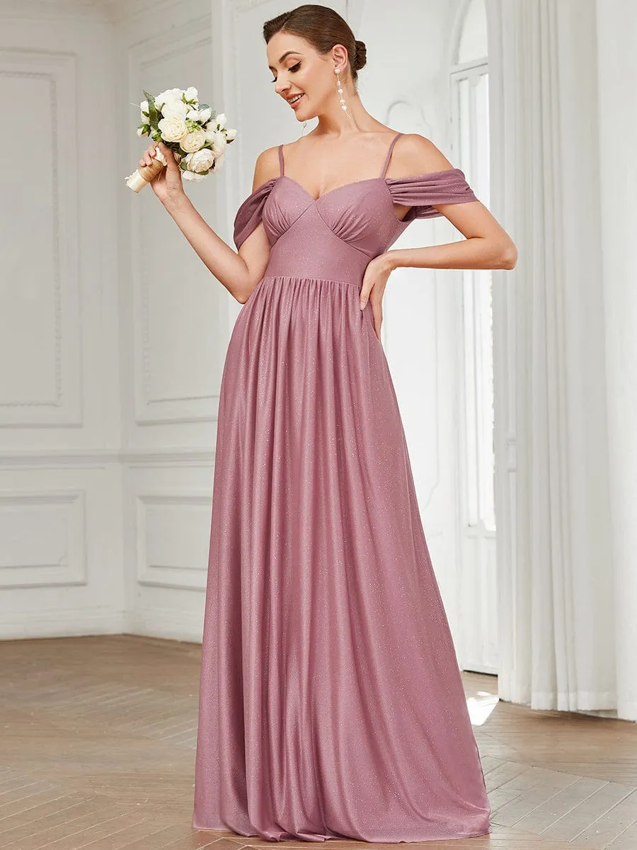 Draped Sleeve Cold Shoulder Sweetheart Bridesmaid Dress sold by Ever Pretty product image thumbnail 3