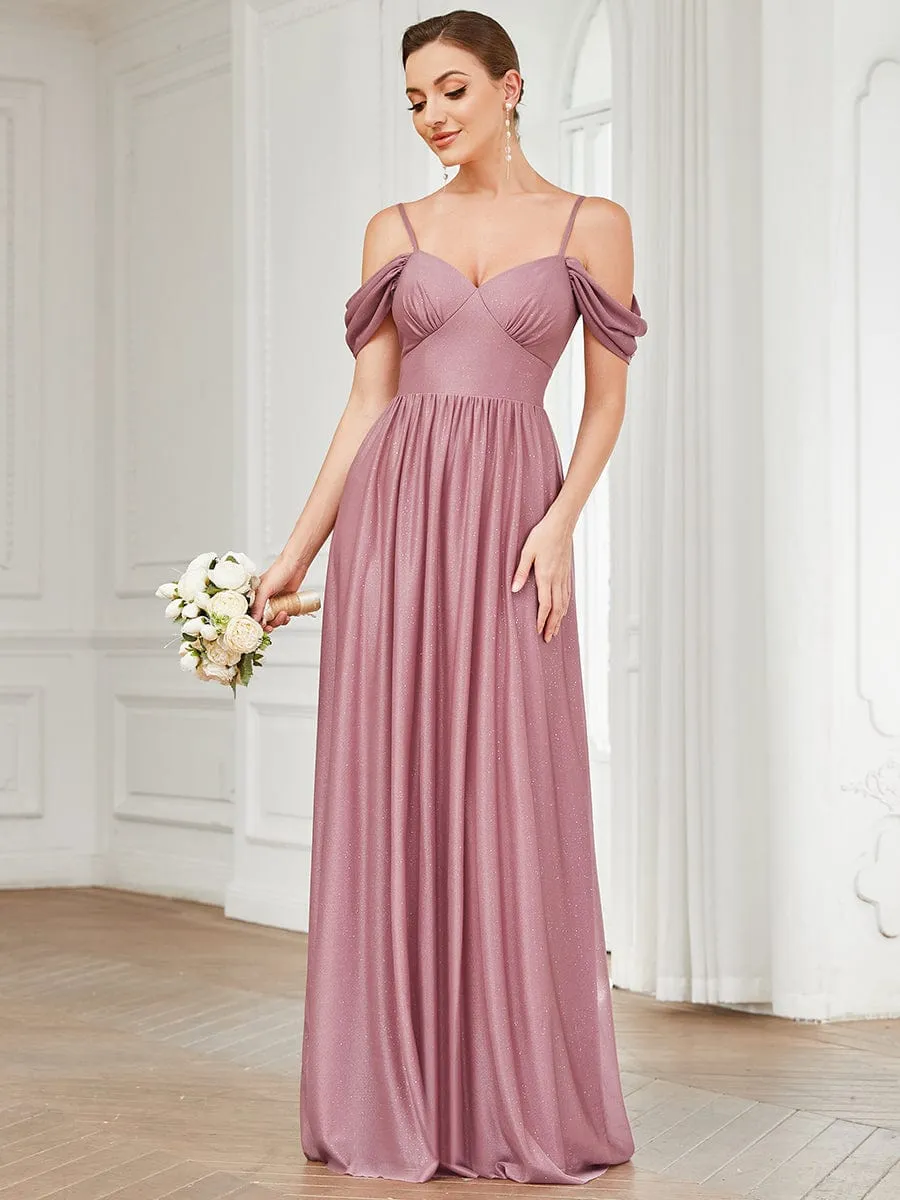 Draped Sleeve Cold Shoulder Sweetheart Bridesmaid Dress sold by Ever Pretty product image thumbnail 4