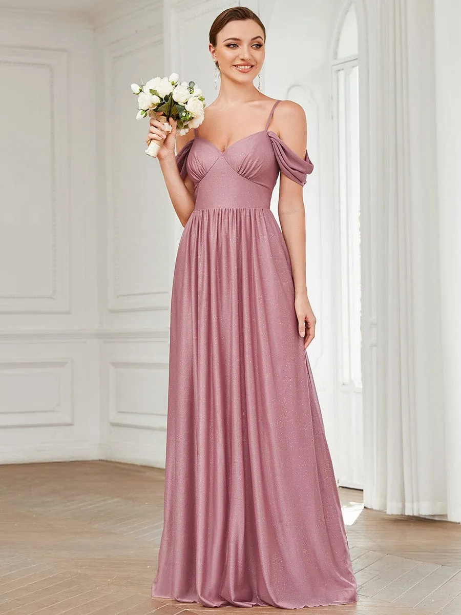 Draped Sleeve Cold Shoulder Sweetheart Bridesmaid Dress sold by Ever Pretty