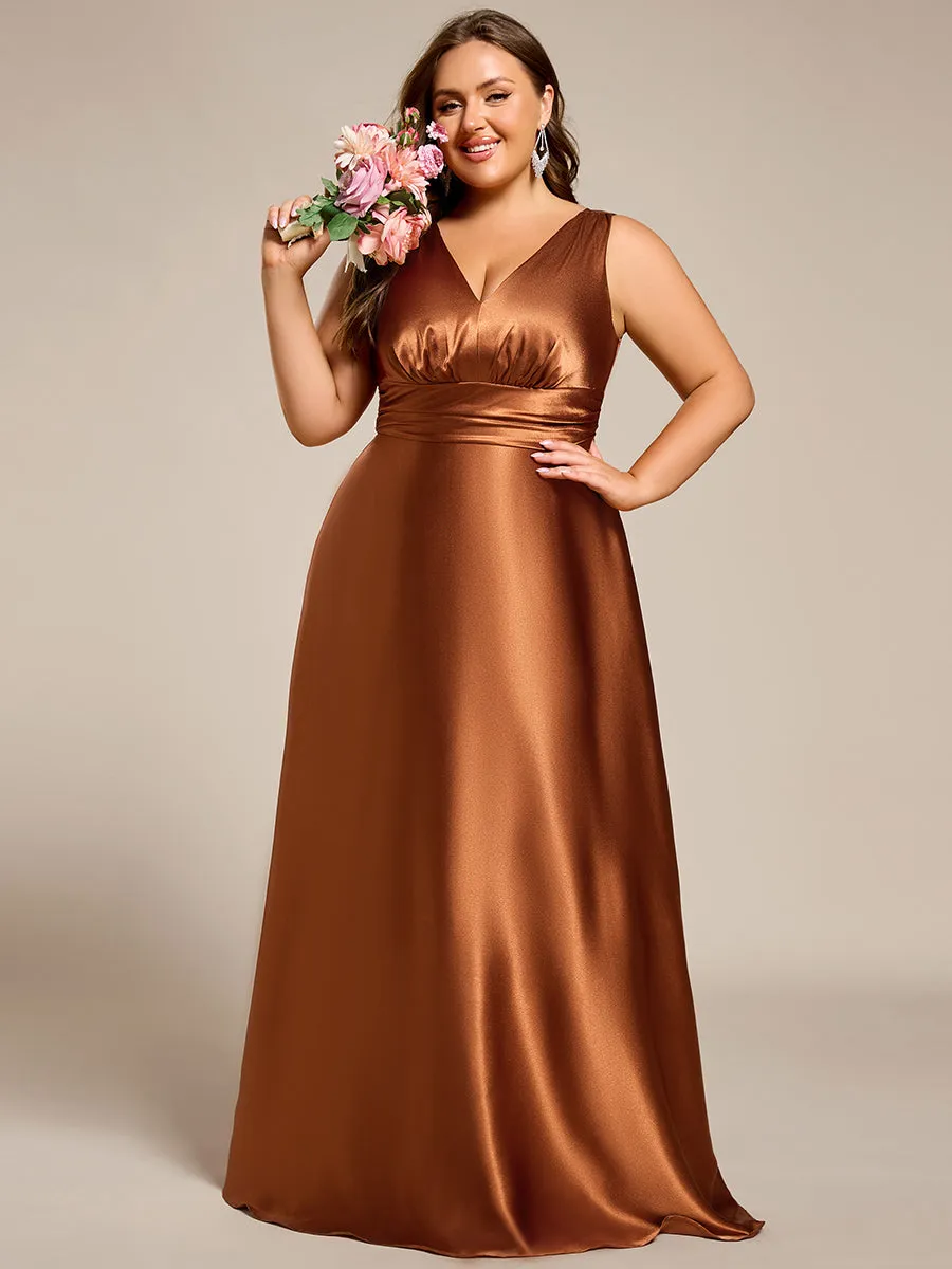 pretty INDY|Plus Size Satin Empire Waist Maxi Bridesmaid Dress with Pockets sold by Ever Pretty product image thumbnail 5