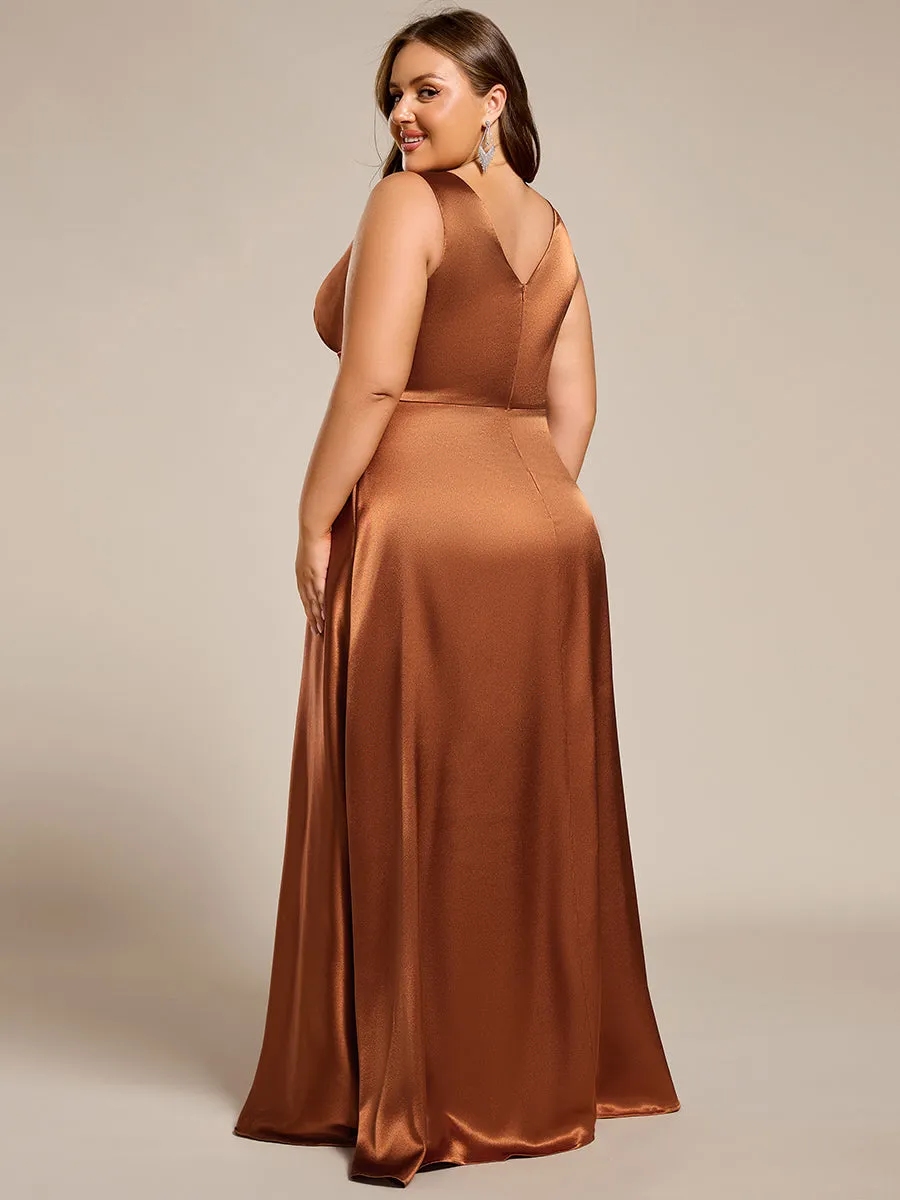 pretty INDY|Plus Size Satin Empire Waist Maxi Bridesmaid Dress with Pockets sold by Ever Pretty product image thumbnail 2