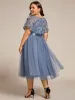 pretty MARA|Plus Size Round Neckline Embellished Tulle Midi Junior Bridesmaid Dress sold by Ever Pretty