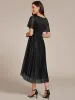 ever CLARYN|Glitter Short Sleeves Round Neck Midi Wedding Guest Dress sold by Ever Pretty