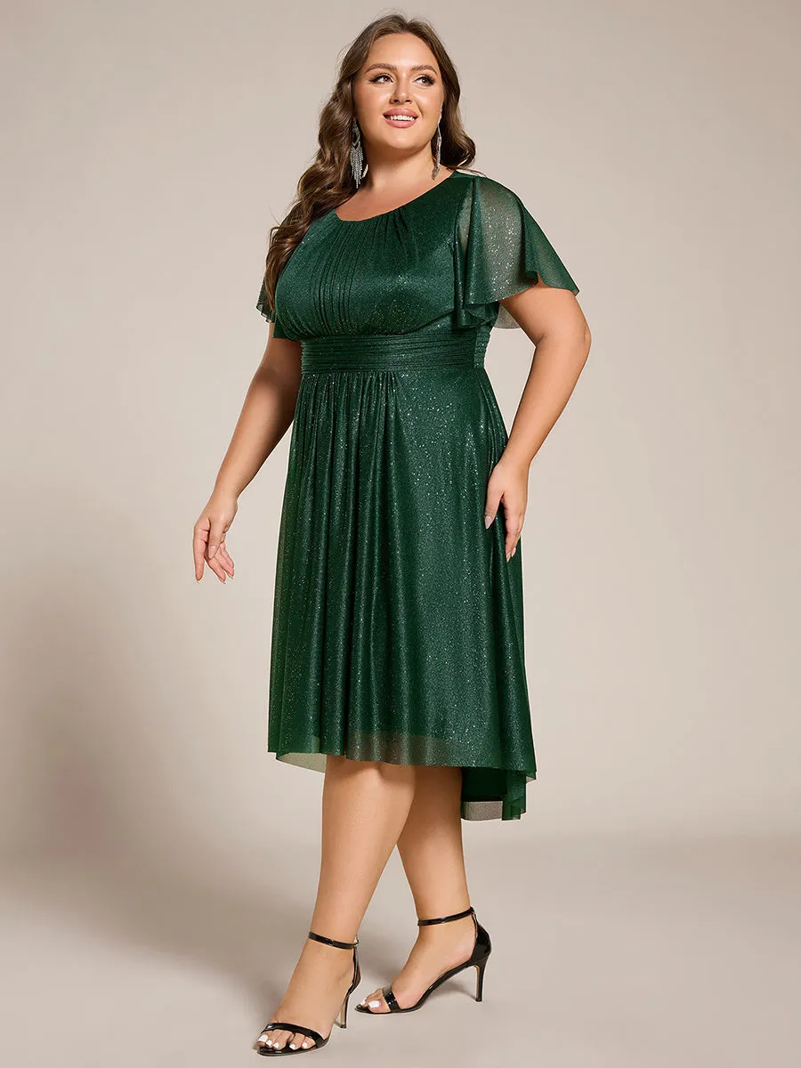 pretty CLARYN|Plus Size Sequin Round Neck Asymmetrical Midi Wedding Guest Dress sold by Ever Pretty product image thumbnail 5