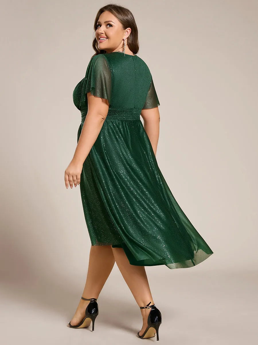 pretty CLARYN|Plus Size Sequin Round Neck Asymmetrical Midi Wedding Guest Dress sold by Ever Pretty product image thumbnail 2