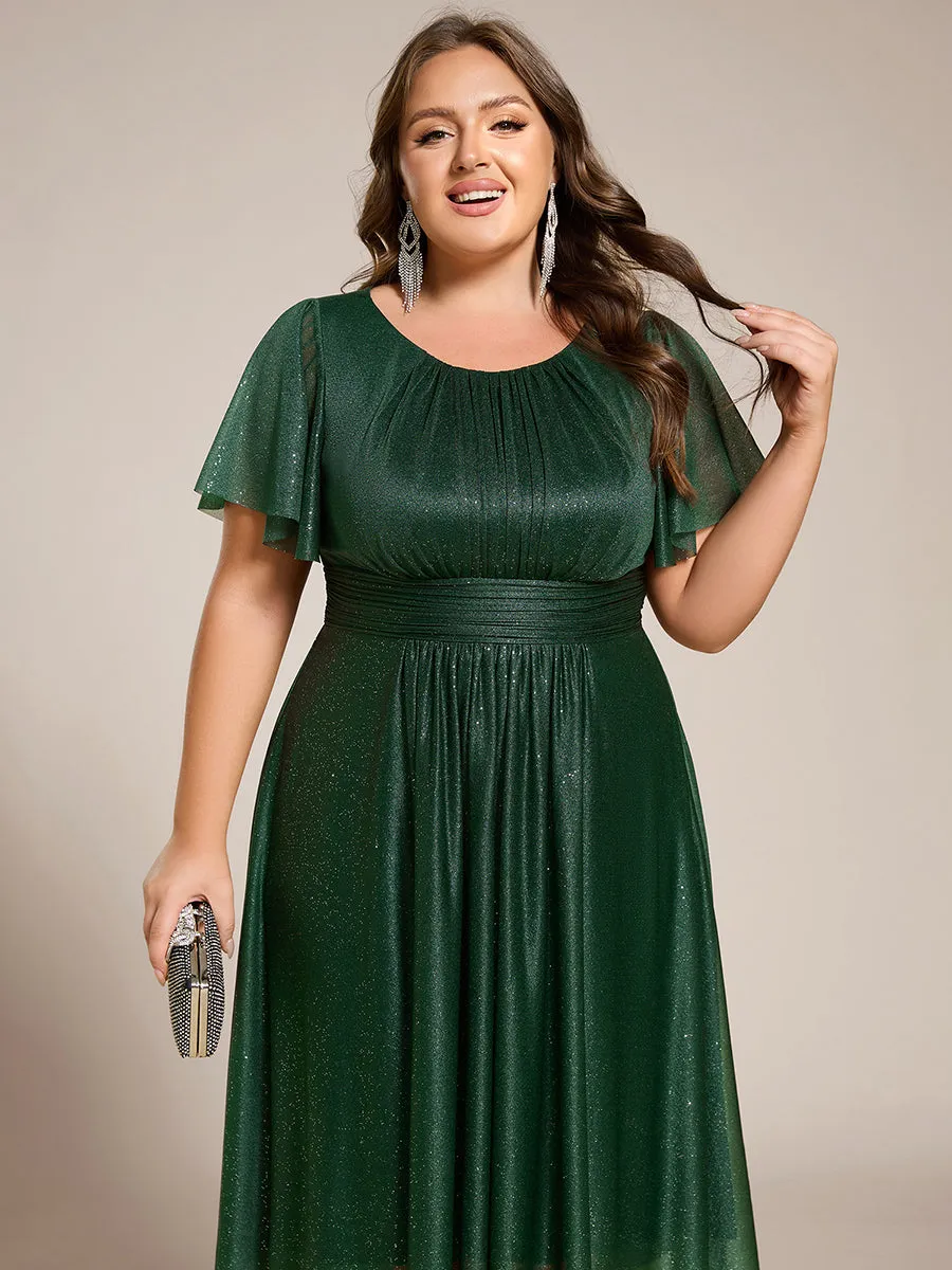 pretty CLARYN|Plus Size Sequin Round Neck Asymmetrical Midi Wedding Guest Dress sold by Ever Pretty product image thumbnail 4