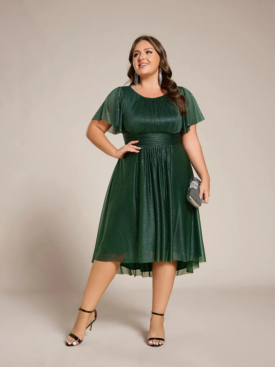 pretty CLARYN|Plus Size Sequin Round Neck Asymmetrical Midi Wedding Guest Dress sold by Ever Pretty product image thumbnail 3