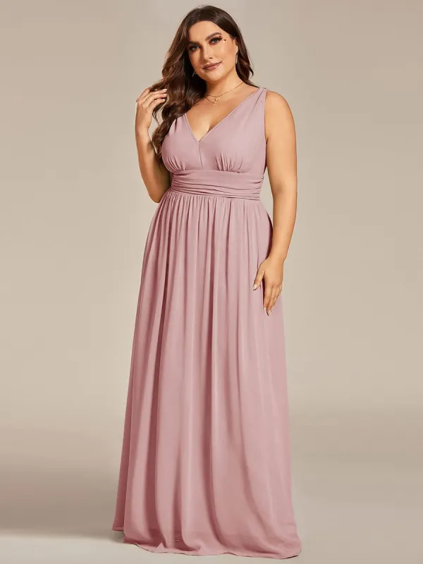 pretty HUSH|Plus Size Sleeveless V-Neck Chiffon Semi Bridesmaid Dress sold by Ever Pretty