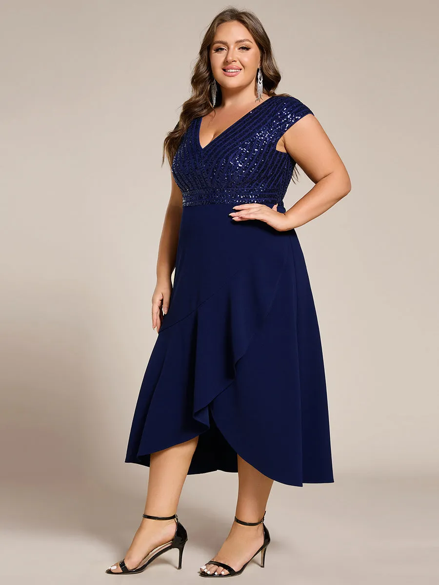 pretty BAYLOR|Plus Size Sequin Bodice V-Neck Midi Formal Dress sold by Ever Pretty product image thumbnail 5
