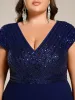 pretty BAYLOR|Plus Size Sequin Bodice V-Neck Midi Formal Dress sold by Ever Pretty
