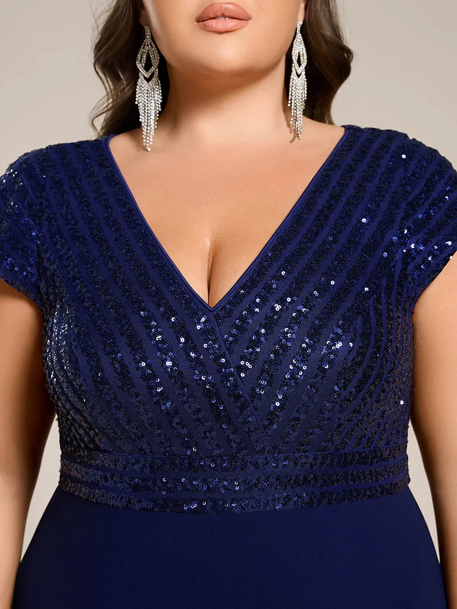 pretty BAYLOR|Plus Size Sequin Bodice V-Neck Midi Formal Dress sold by Ever Pretty product image thumbnail 3