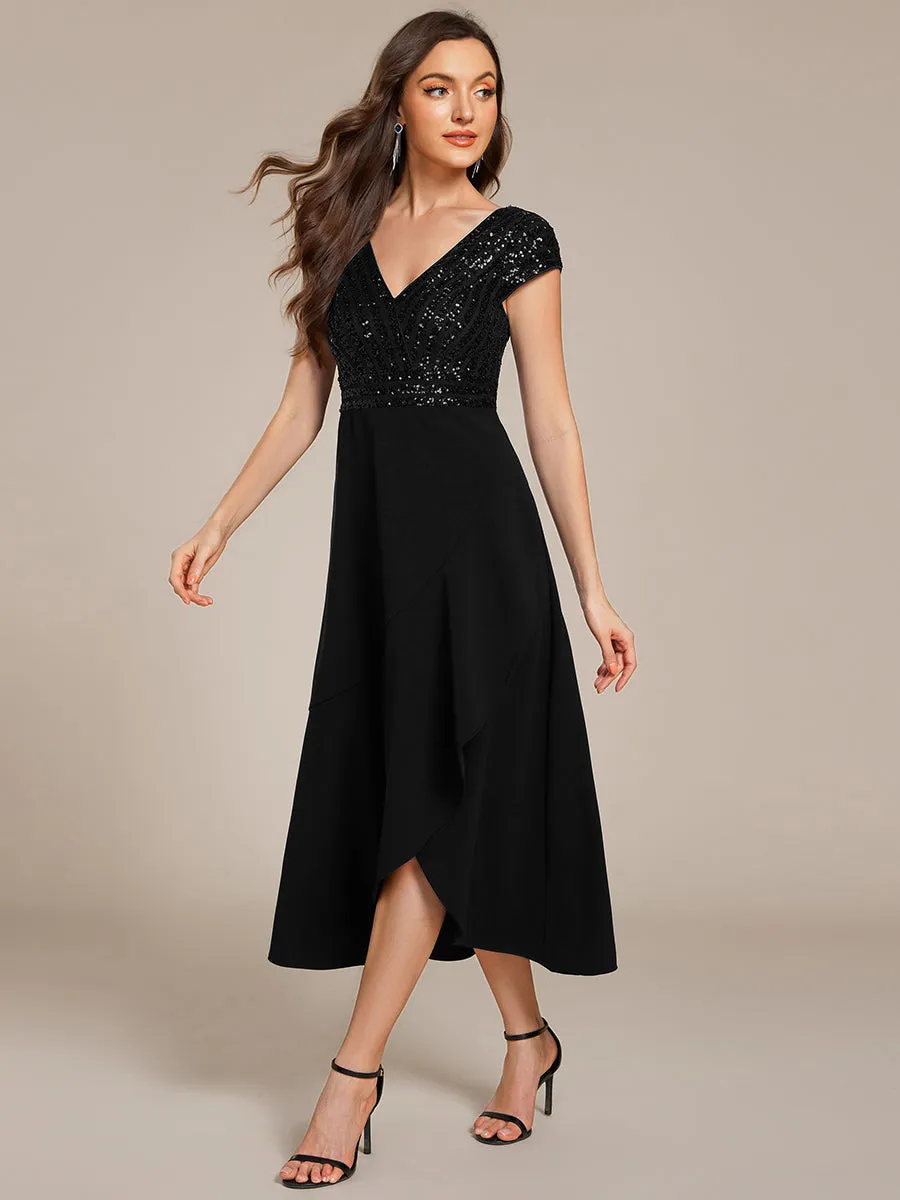 ever BAYLOR|Short Sleeve V-Neck Midi Sequin Formal Dress sold by Ever Pretty product image thumbnail 4