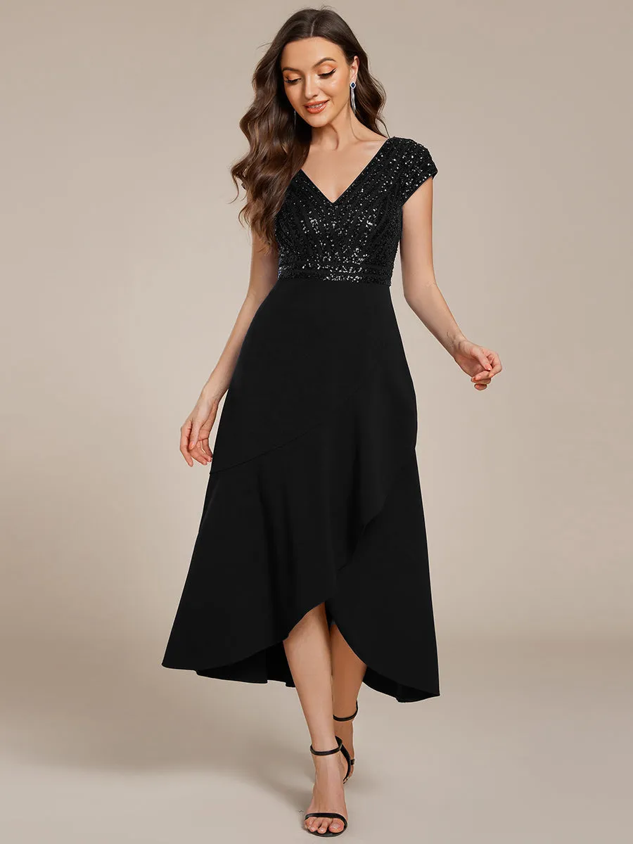 ever BAYLOR|Short Sleeve V-Neck Midi Sequin Formal Dress sold by Ever Pretty product image thumbnail 5