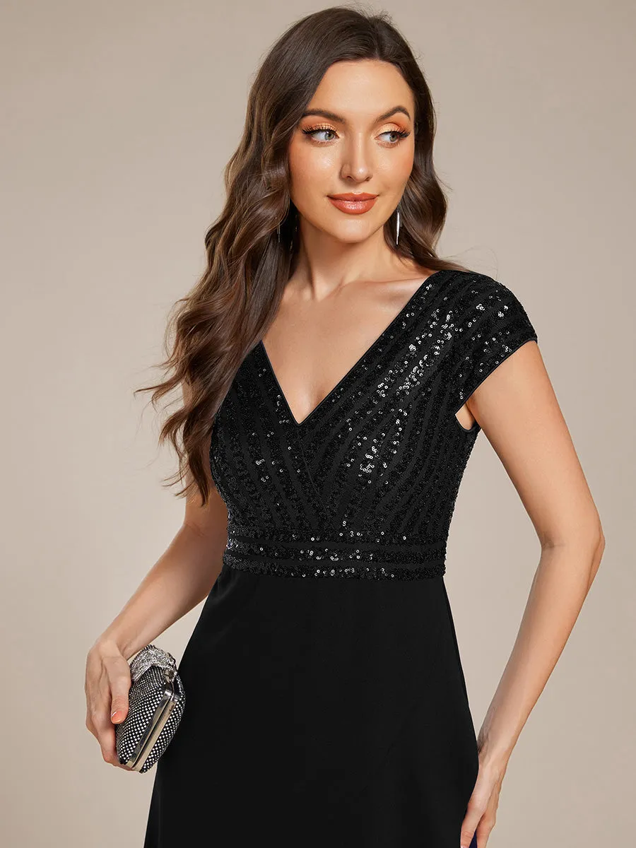 ever BAYLOR|Short Sleeve V-Neck Midi Sequin Formal Dress sold by Ever Pretty product image thumbnail 3