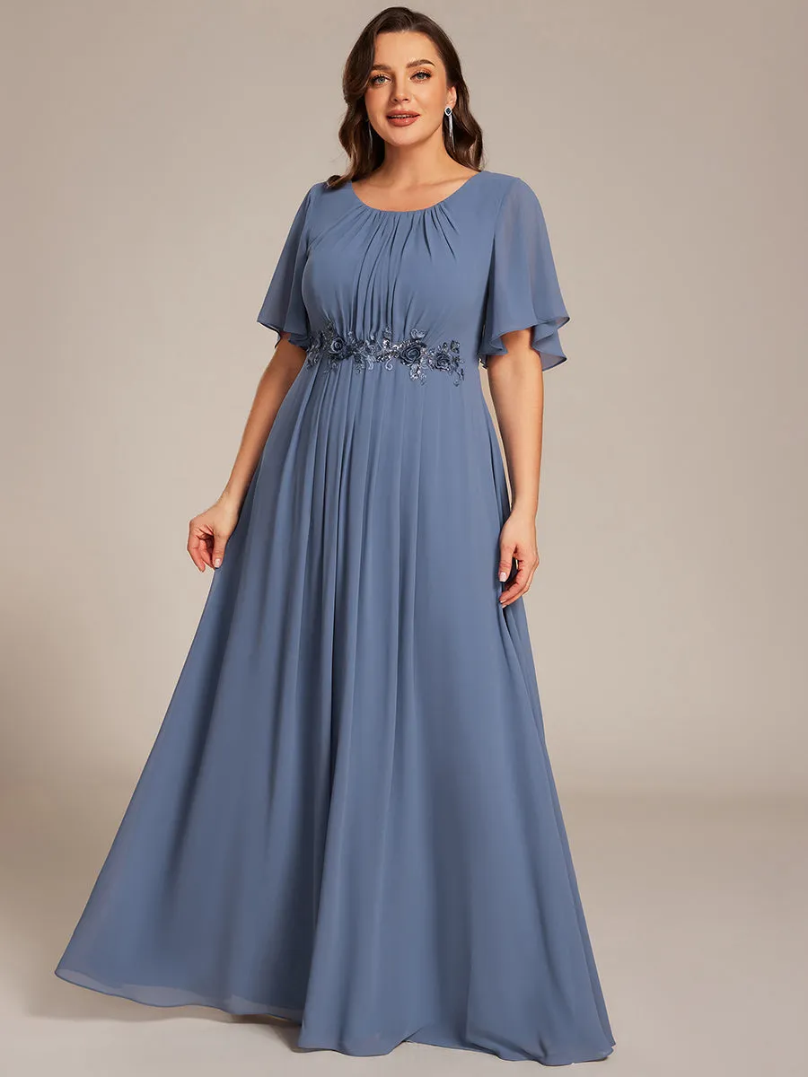 pretty ASPYN|Plus Size Pleated Waist Applique Chiffon Maxi Formal Dress sold by Ever Pretty product image thumbnail 4