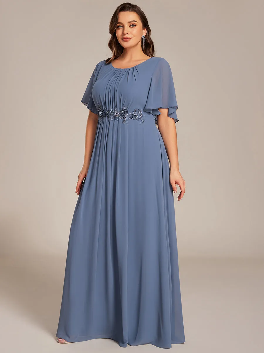 pretty ASPYN|Plus Size Pleated Waist Applique Chiffon Maxi Formal Dress sold by Ever Pretty product image thumbnail 5