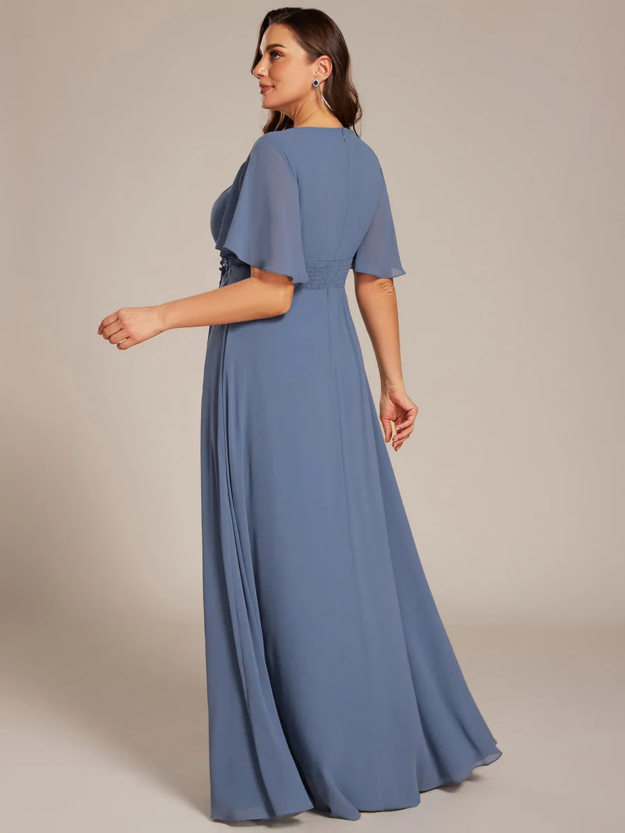 pretty ASPYN|Plus Size Pleated Waist Applique Chiffon Maxi Formal Dress sold by Ever Pretty product image thumbnail 2