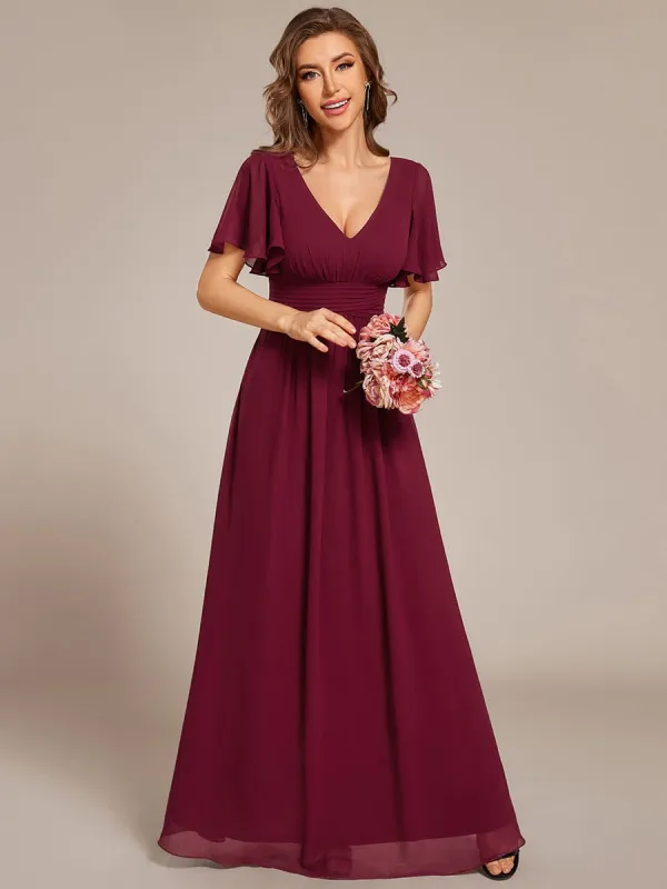 ever ARIANNE|Short Sleeve Ruffled Lace-Up A-Line Maxi Bridesmaid Dress sold by Ever Pretty