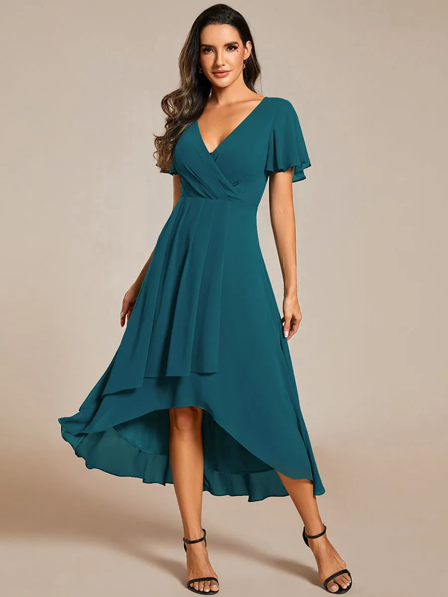 ever LARK|Flowy Ruffles Sleeve V-Neck A-Line Midi Chiffon Wedding Guest Dress sold by Ever Pretty product image thumbnail 5