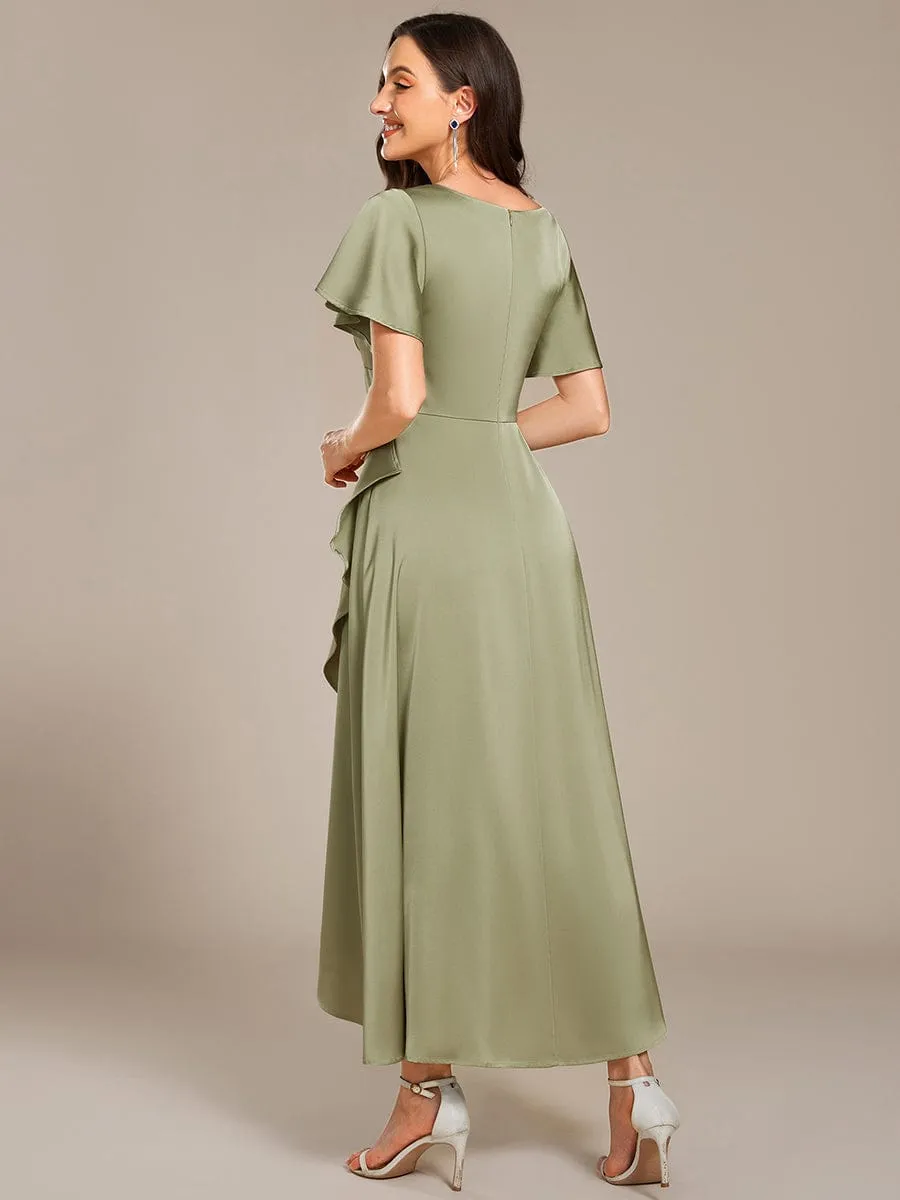 ever WYNTER|Short Sleeve Ruffled Satin Midi Wedding Guest Dress sold by Ever Pretty product image thumbnail 2