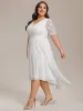 pretty JOLEN|Plus Size Half Sleeve Lace Pleated V-Neck Midi Wedding Guest Dress sold by Ever Pretty