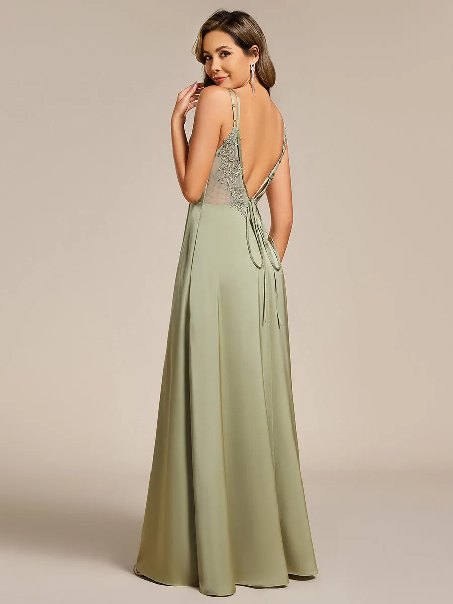 ever LONDYN|Sleeveless Backless Lace-Up A-Line Satin Bridesmaid Dress sold by Ever Pretty product image thumbnail 5