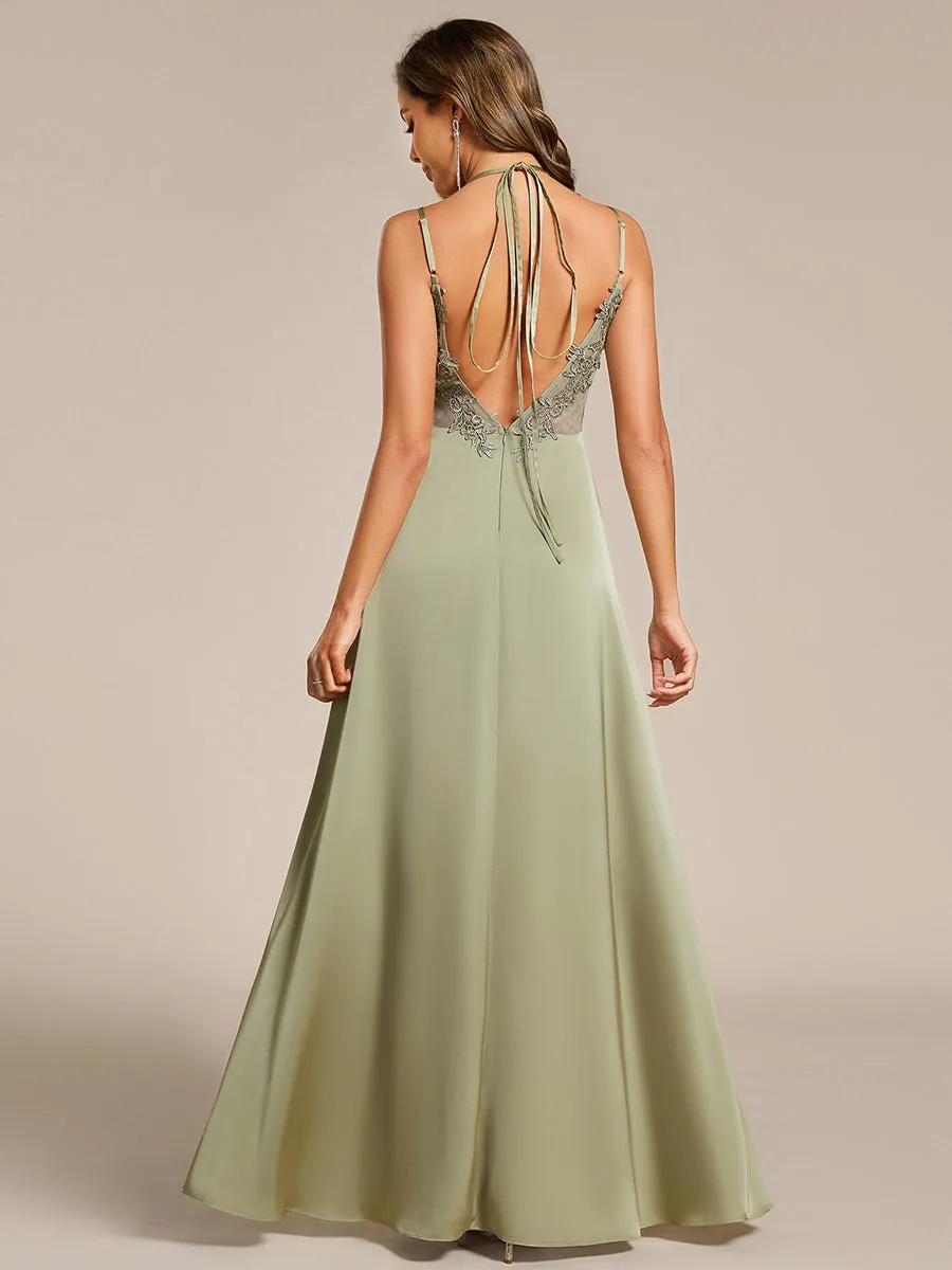 ever LONDYN|Sleeveless Backless Lace-Up A-Line Satin Bridesmaid Dress sold by Ever Pretty product image thumbnail 2
