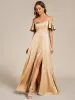 ever AUBREE|Short Sleeve Off Shoulder A-Line Satin Bridesmaid Dress sold by Ever Pretty