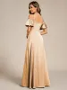 ever AUBREE|Short Sleeve Off Shoulder A-Line Satin Bridesmaid Dress sold by Ever Pretty