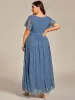 pretty ELISE|Plus Size Short Sleeve Ruffled V-Neck A-Line Lace Wedding Guest Dress sold by Ever Pretty