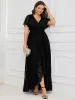 pretty ELISE|Plus Size Short Sleeve Ruffled V-Neck A-Line Lace Wedding Guest Dress sold by Ever Pretty