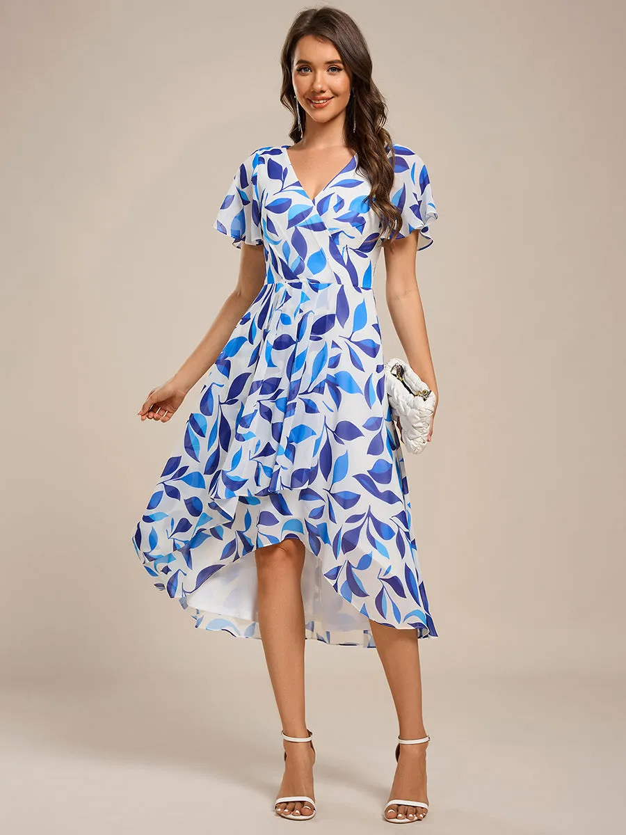 ever CATALEYA|Short Sleeve Ruffled V-Neck Floral Printed Midi Wedding Guest Dress sold by Ever Pretty product image thumbnail 5