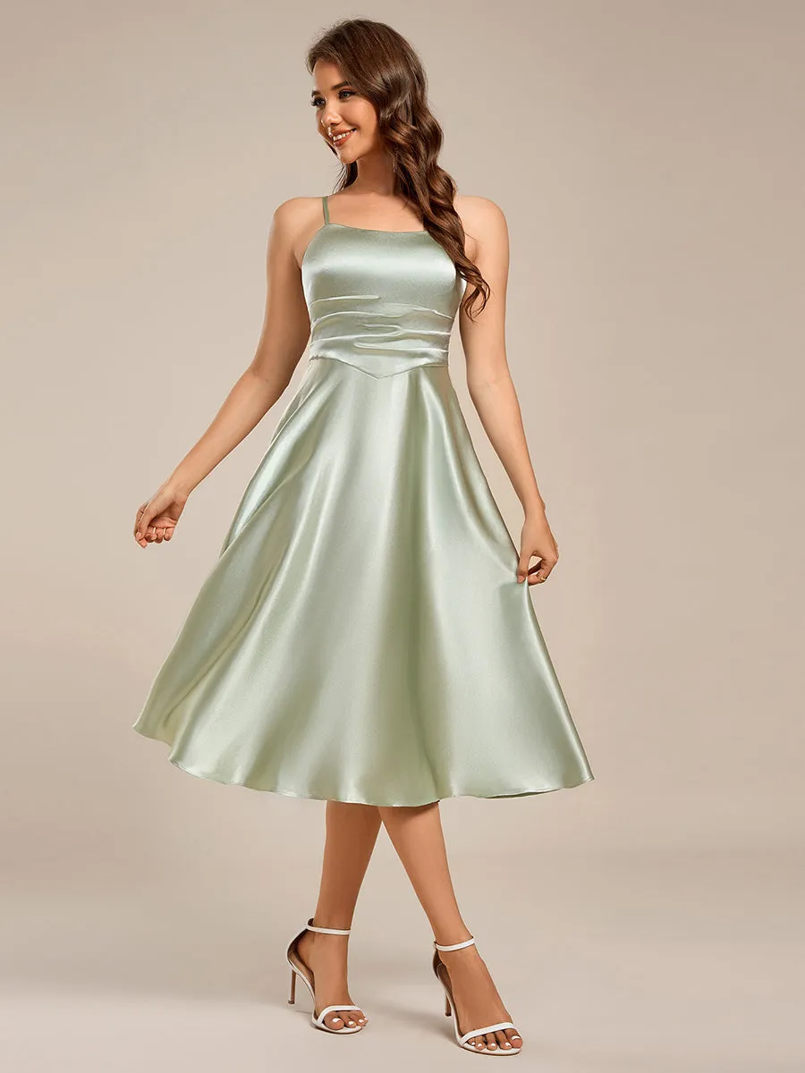 ever SHILOH|Spaghetti Strap Pleated A-Line Midi Satin Wedding Guest Dress sold by Ever Pretty product image thumbnail 4
