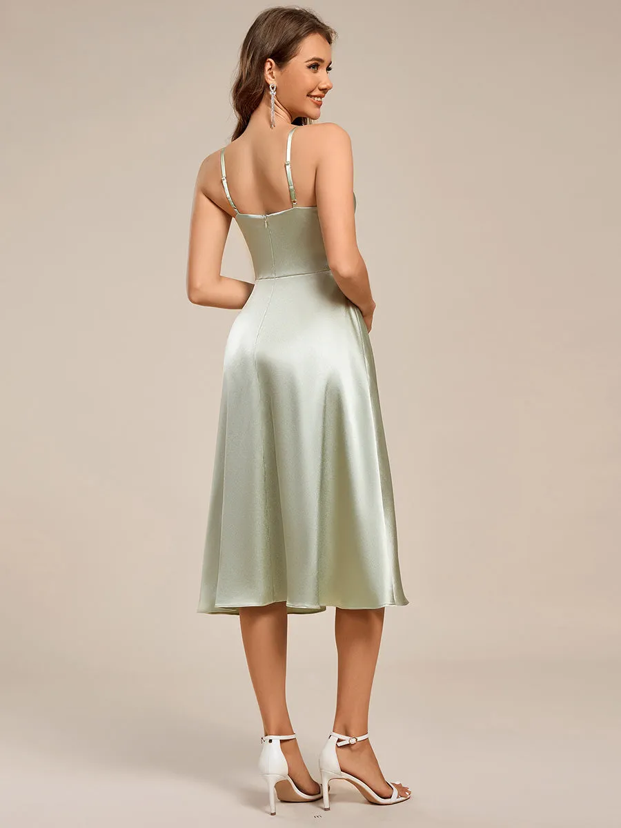 ever SHILOH|Spaghetti Strap Pleated A-Line Midi Satin Wedding Guest Dress sold by Ever Pretty product image thumbnail 2