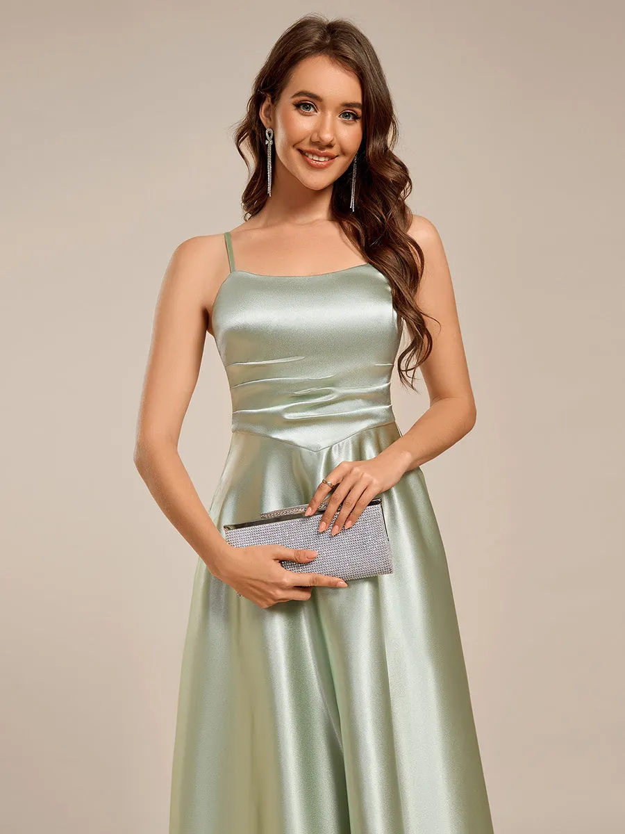 ever SHILOH|Spaghetti Strap Pleated A-Line Midi Satin Wedding Guest Dress sold by Ever Pretty product image thumbnail 3