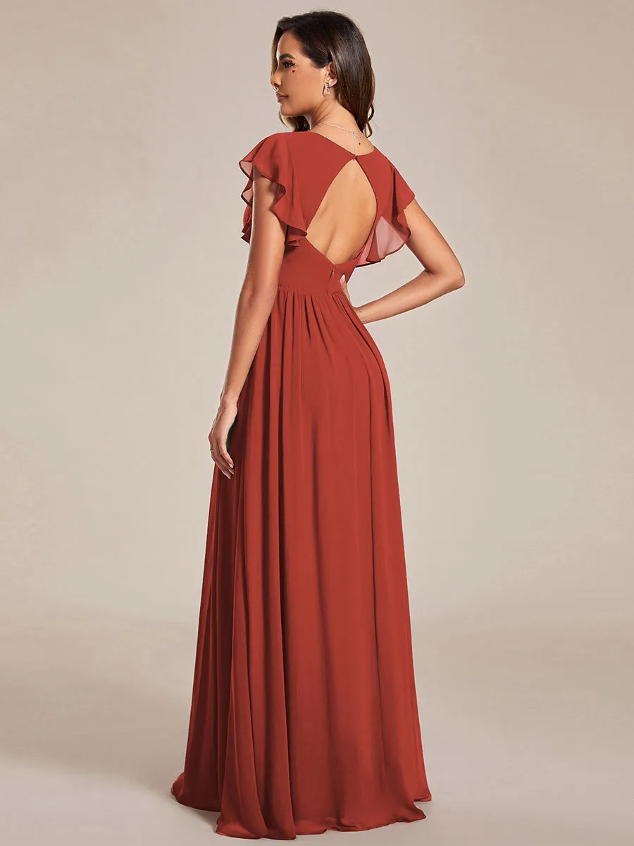 ever LILYANA|Ruffles Sleeve Back Cutout A-Line Maxi Chiffon Bridesmaid Dress sold by Ever Pretty product image thumbnail 5