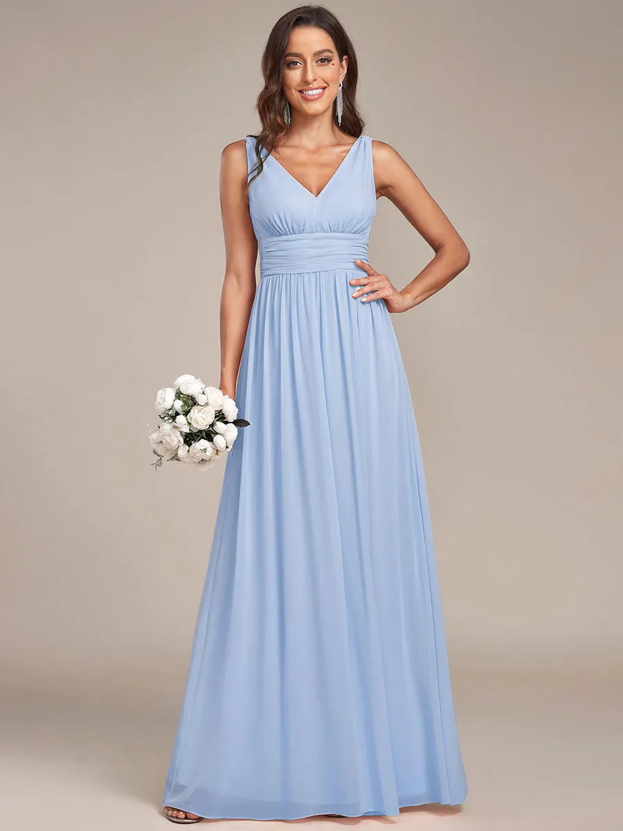 ever HUSH|Chiffon Empire Waist Sleeveless Pleated V-neck Bridesmaid Dress sold by Ever Pretty