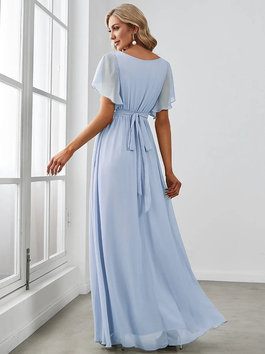 ever LEORA|A-Line Pleated Chiffon Tie-Waist Bridesmaid Dress sold by Ever Pretty product image thumbnail 2