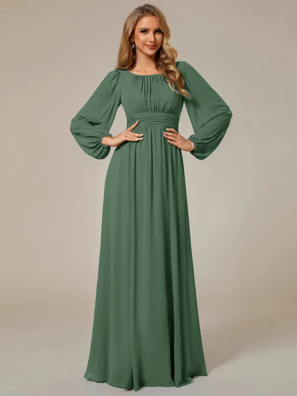 ever CELESTE|Chiffon Long Sleeve A-Line Round Neckline Formal Dress sold by Ever Pretty