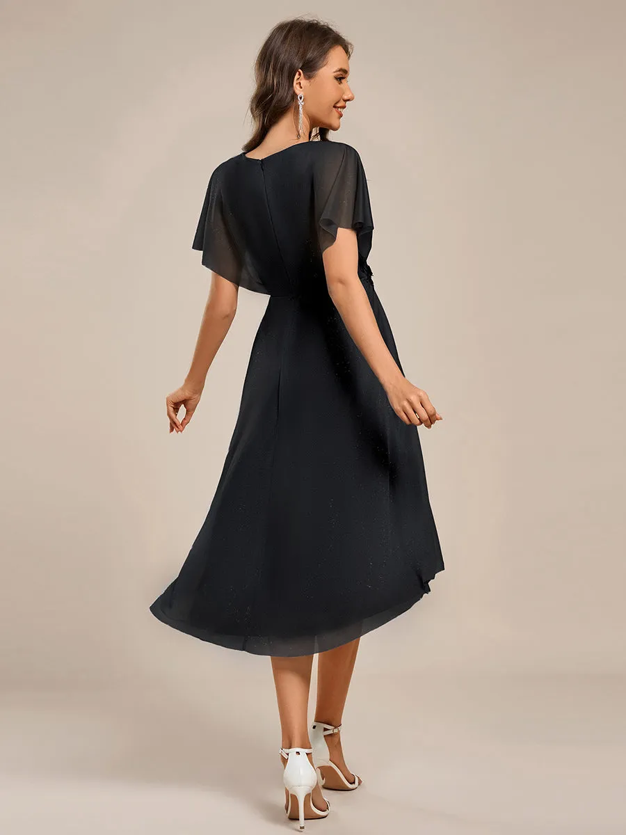 ever DANNA|Short Sleeve V-Neck Asymmetrical Midi Wedding Guest Dress sold by Ever Pretty product image thumbnail 2