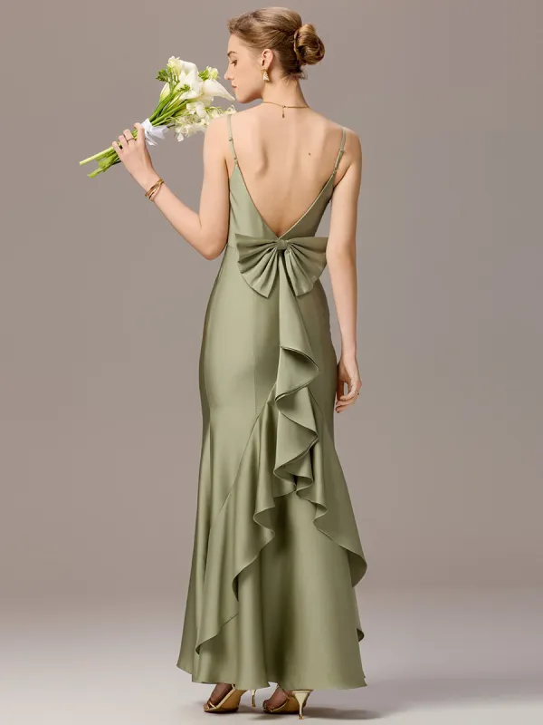 ever AVELIA|Mermaid Bow Stretch Satin Maxi Bridesmaid Dress sold by Ever Pretty