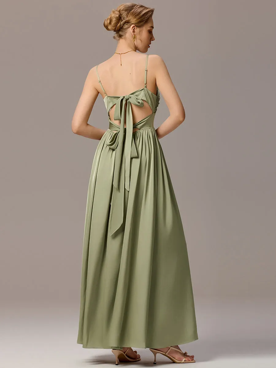 ever VERA|Satin Pleated Back-Tie Sleeveless Maxi Bridesmaid Dress sold by Ever Pretty product image thumbnail 2